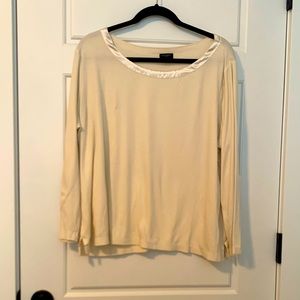 Cream Talbots Long Sleeve with Satin Detail